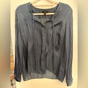 J Crew blue long-sleeved silky blouse. EUC.